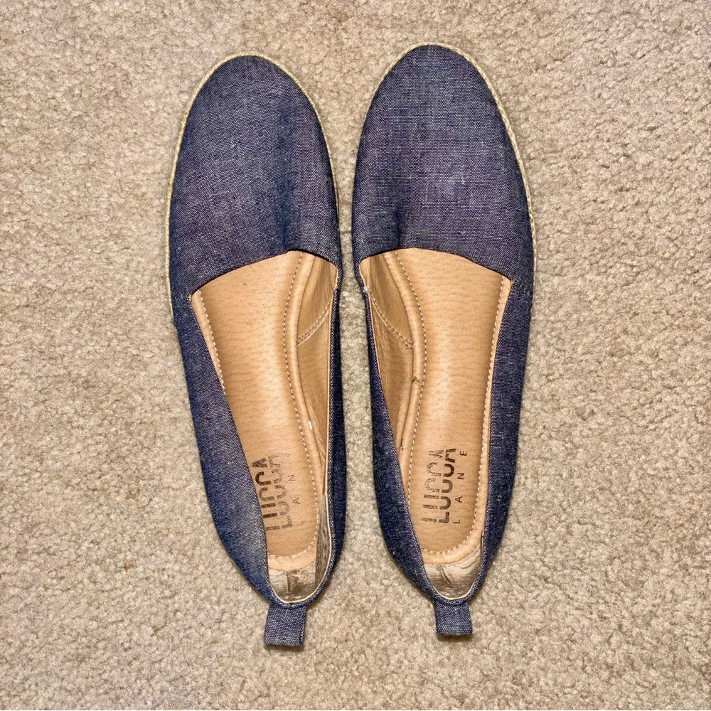 LUCCA LANE Women's Blue and Tan Espadrilles